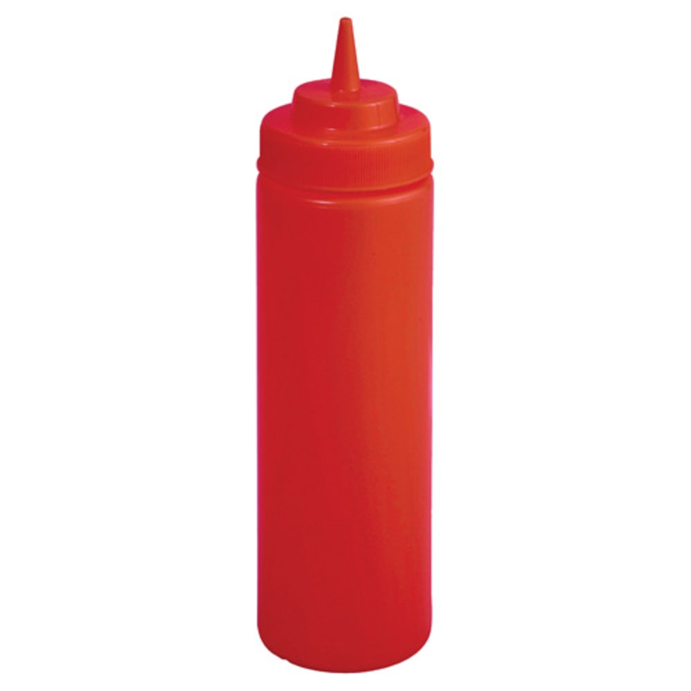 Winco PSW-16R 16 oz Plastic Squeeze Bottle, Wide Mouth, Red