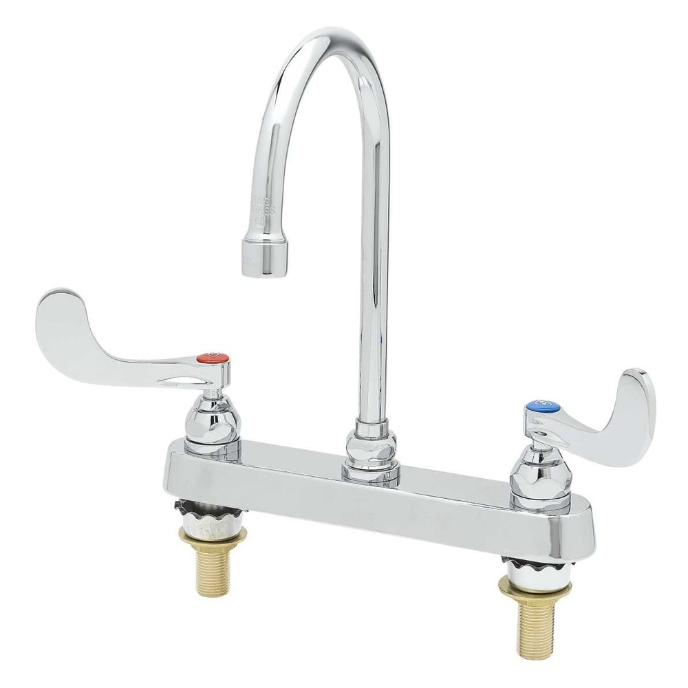064-B1142XS Deck Mount Faucet - 5 3/4" Swivel Gooseneck Spout, 8" Centers, For Thicker...