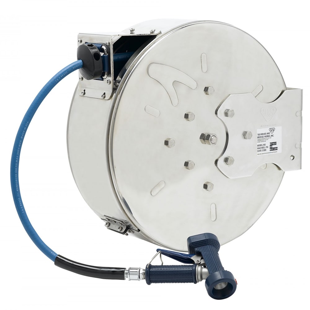064-B7142C02 Enclosed Hose Reel w/ 50 ft Hose & Rear Trigger Water Gun