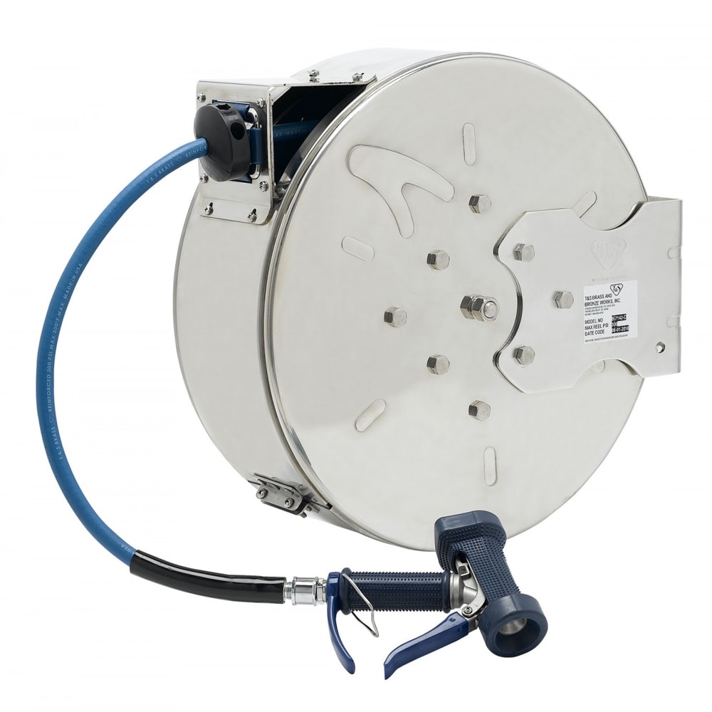 064-B7142C05 Enclosed Hose Reel w/ 50 ft Hose & Front Trigger Water Gun