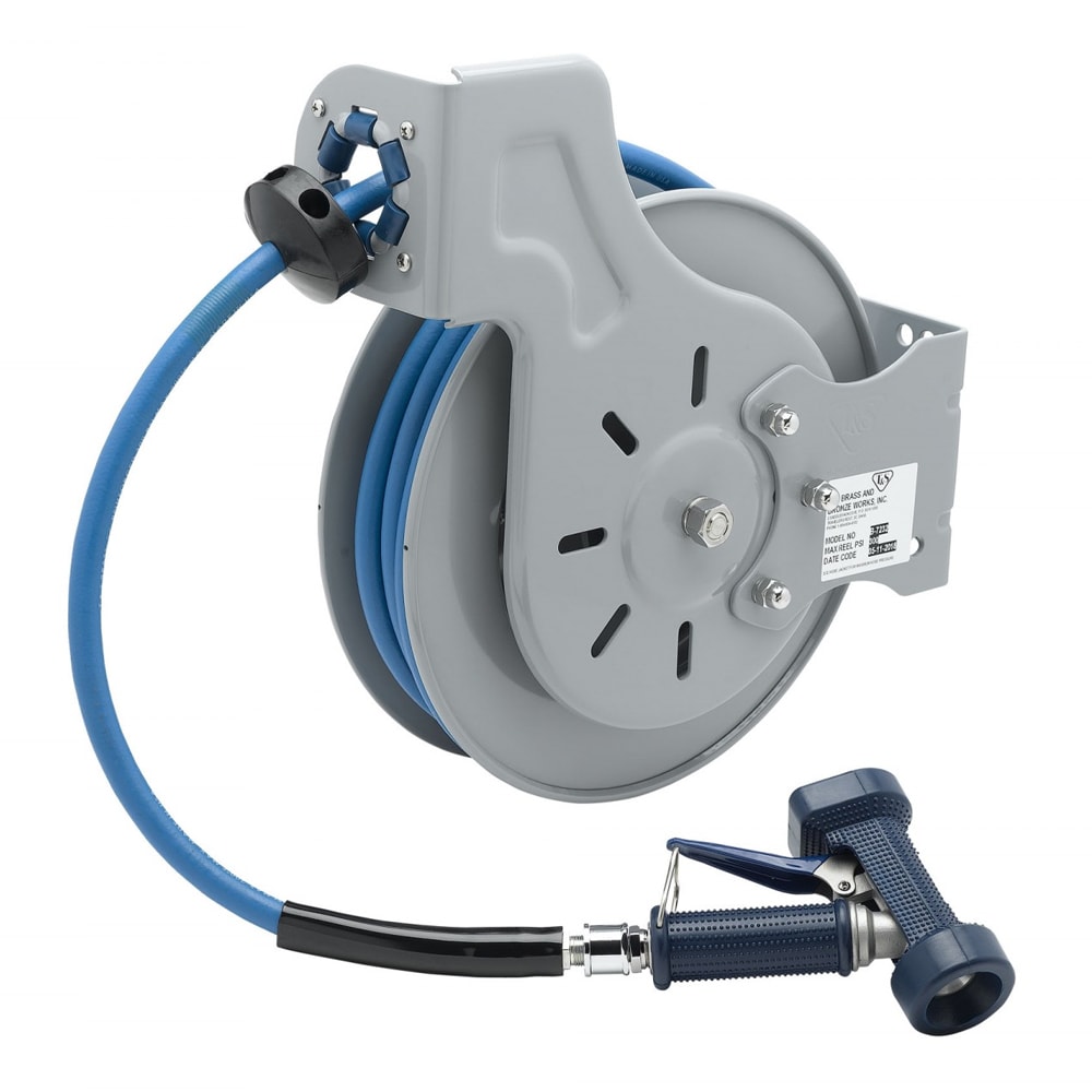 064-B723202 Open Hose Reel w/ 35 ft Hose, 3/8" ID & Rear Trigger Water Gun