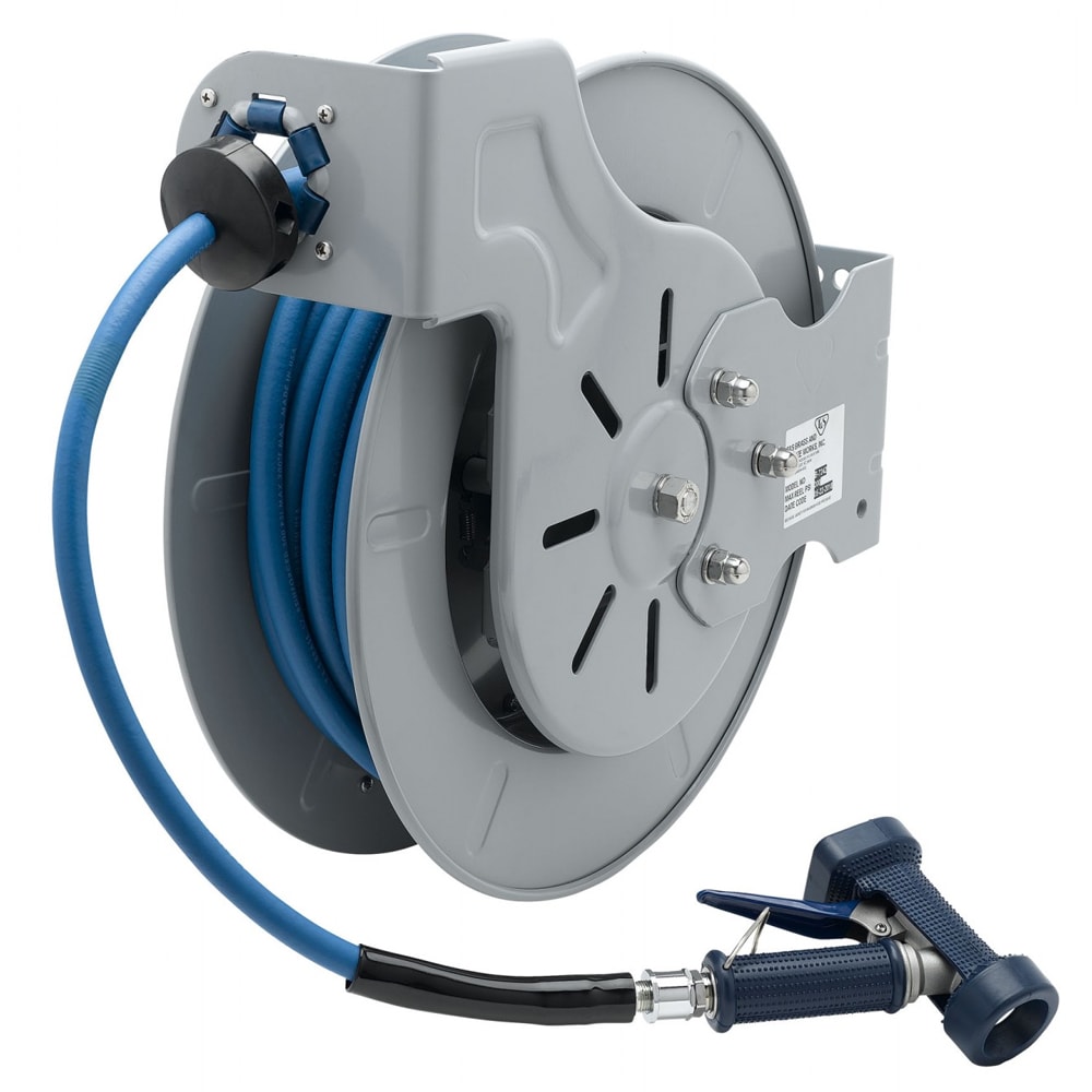 064-B724202 Open Hose Reel w/ 50 ft Hose, 3/8" ID & Rear Trigger Water Gun
