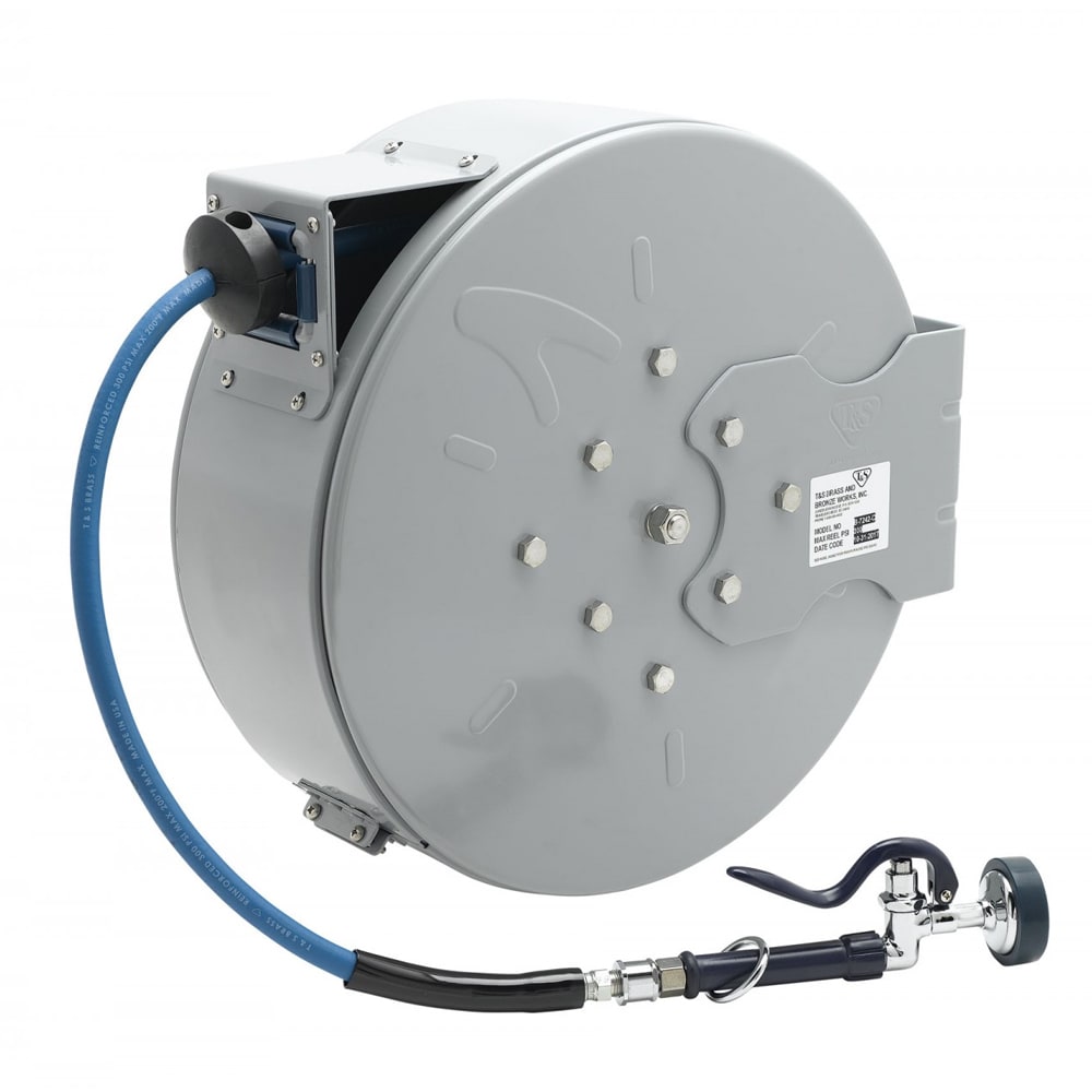 064-B7242C01 Hose Reel, 50 ft, 3/8"Diameter, Spray Valve, Epoxy Coated Steel