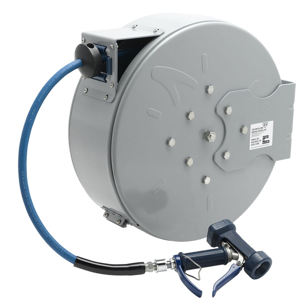 064-B7242C05 Open Hose Reel w/ 50 ft Hose, 3/8" ID & Front Trigger Spray Gun