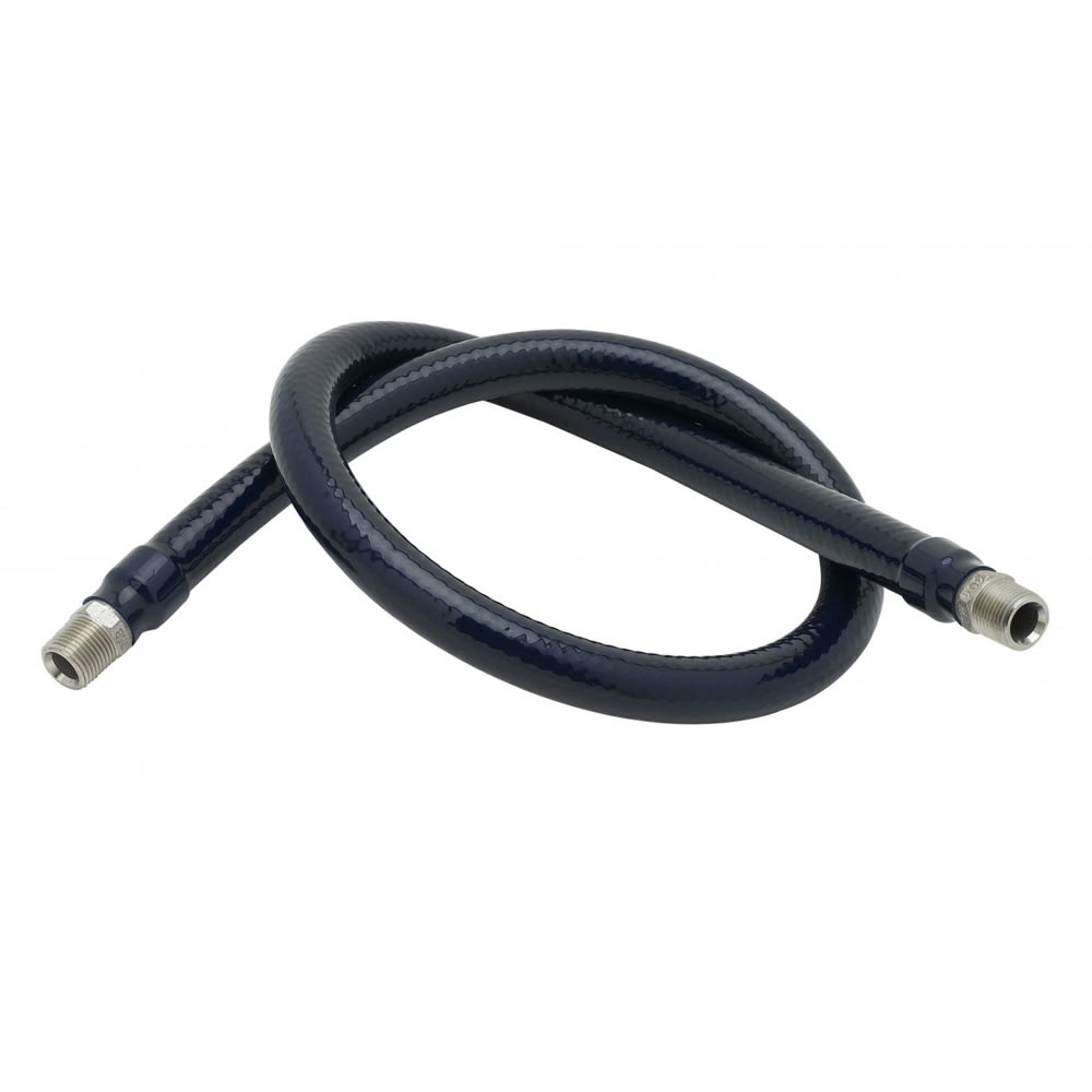 064-HW2C48 Connector Water Hose, 48"LStainless Braid, Threaded Ends, 1/2"D