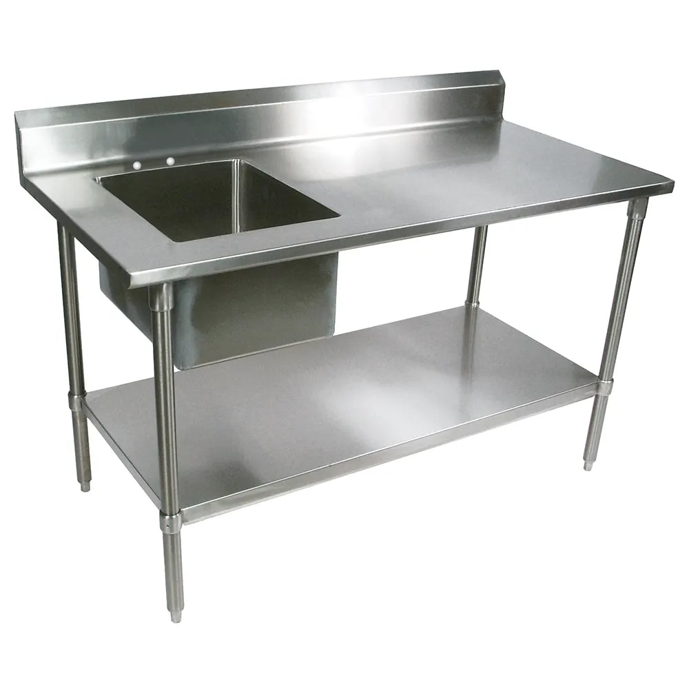 416-EPT8R53072GSKL 72" Work Table w/ (1) Left Bowl & Deck Mount Faucet, Galvanized Legs