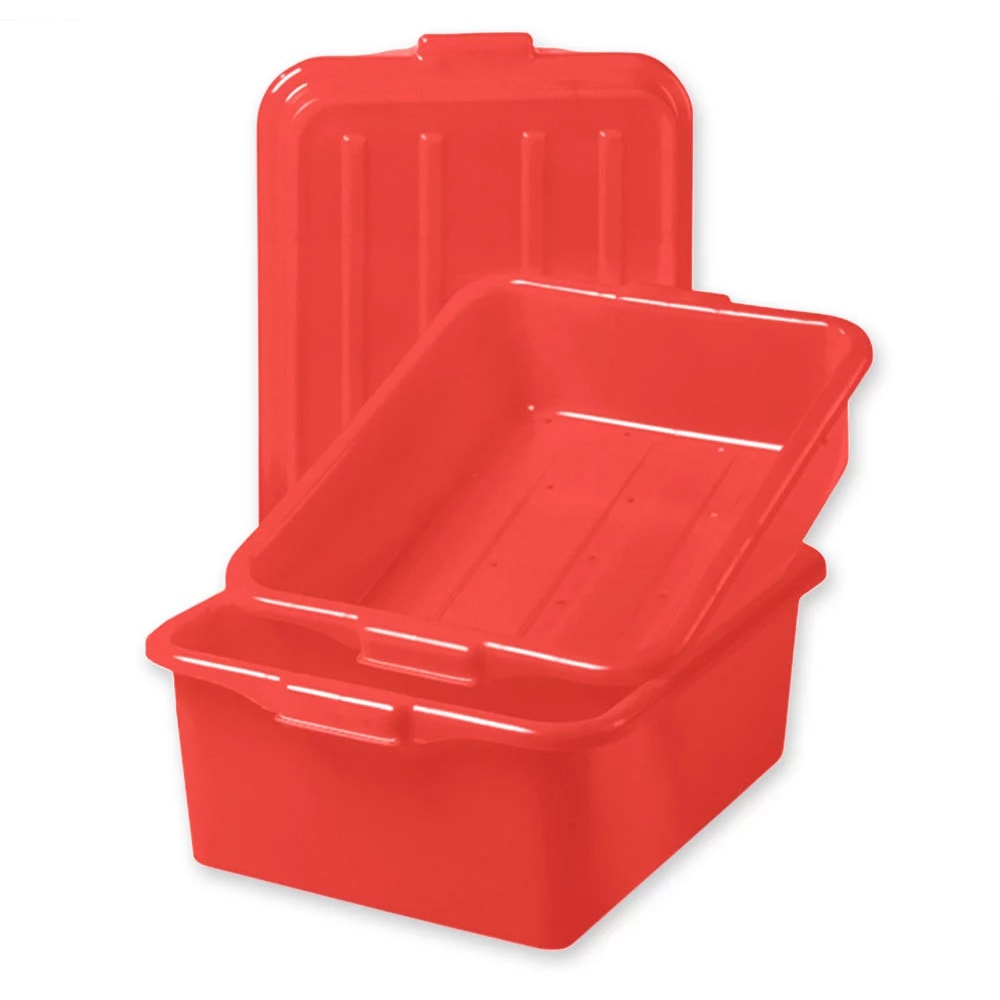 175-1551C02 Combo Food Storage Box - 5" Drain, 7" Box,  Snap-On Lid, Red
