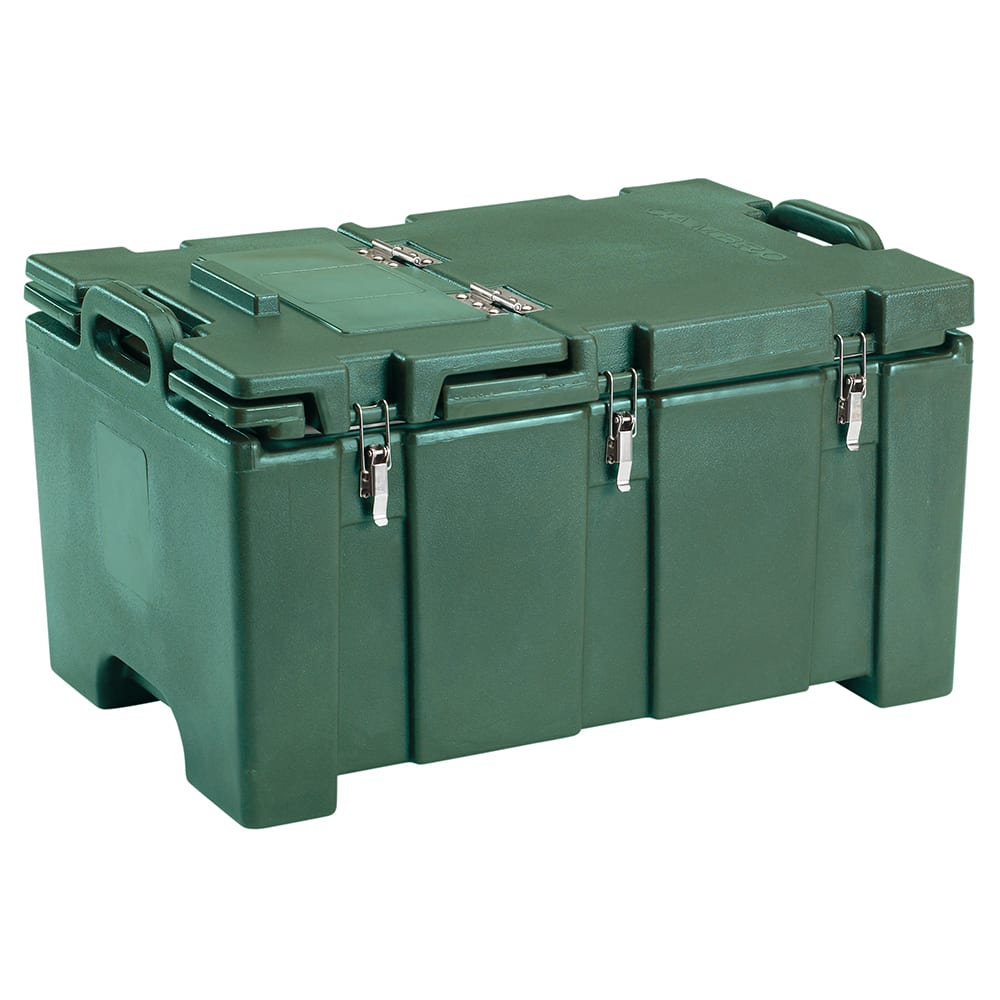 144-100MPCHL519 Camcarriers® Insulated Food Carrier - 40 qt w/ (1) Pan Capacity, Hinged Lid, Gree...