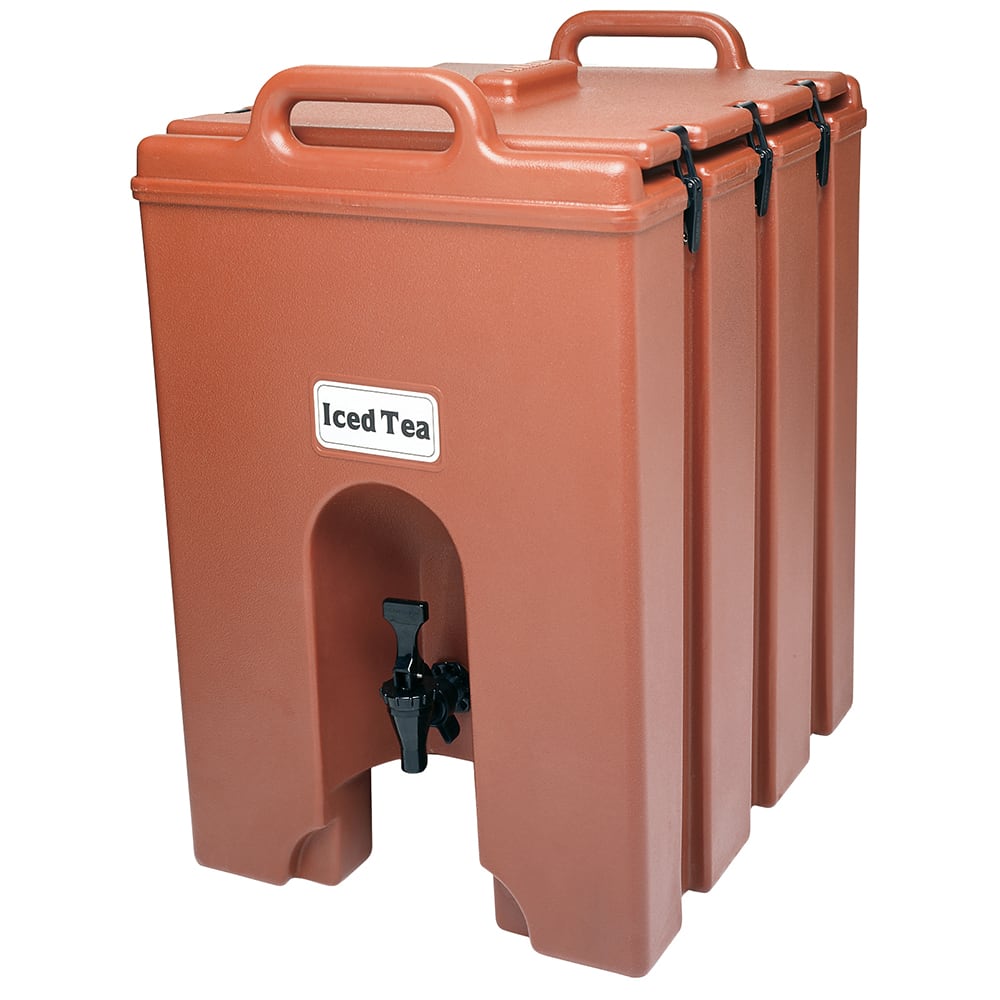 144-1000LCD402 10 gal Camtainer® Insulated Beverage Dispenser, Brick Red 