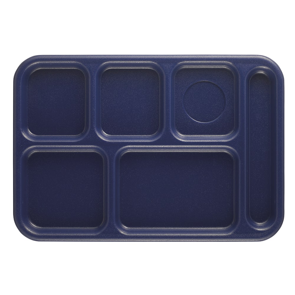 144-10146CW186 Plastic Rectangular Tray w/ (6) Compartments, 10" x 14 1/2", Navy Blue