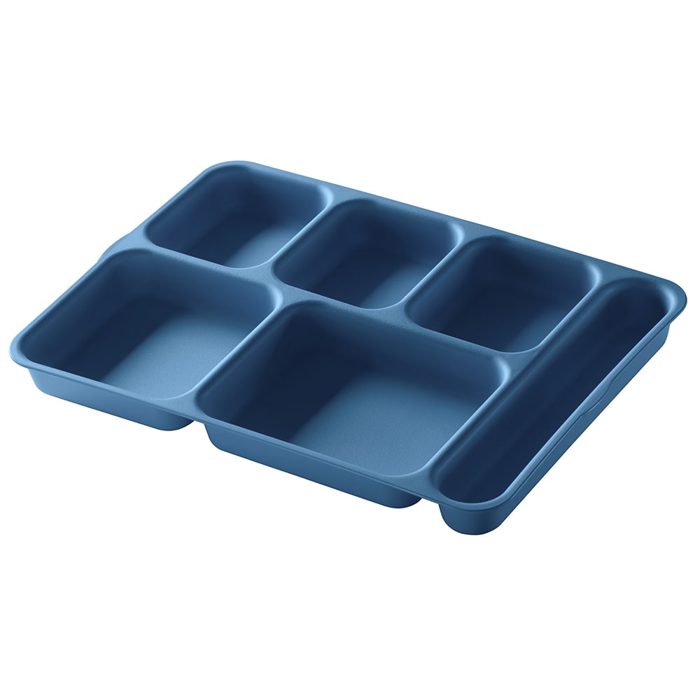 144-10146DCP414 Plastic Rectangular Tray w/ (6) Compartments, 9 15/16" x 13 15/16", Tea...