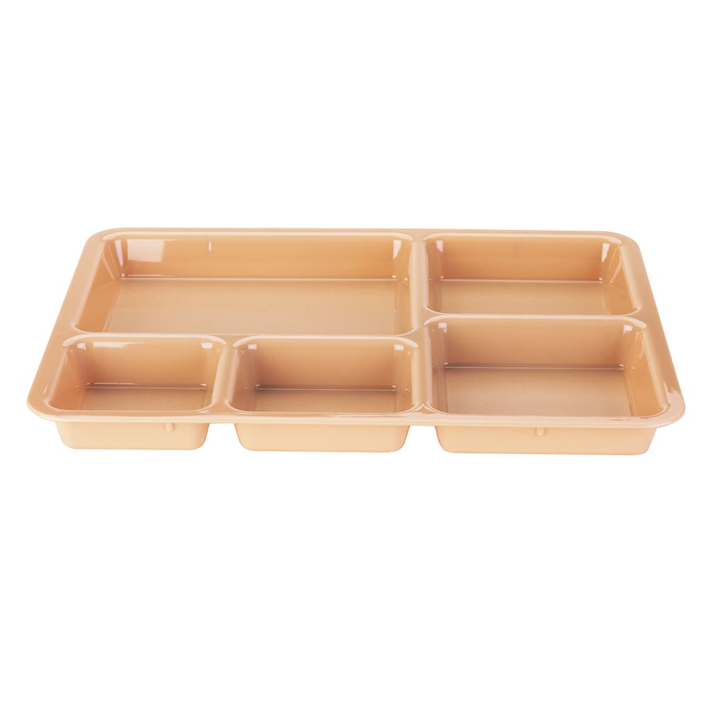 144-1411CW133 Plastic Rectangular Tray w/ (5) Compartments, 14 3/8" x 10 9/16", Beige