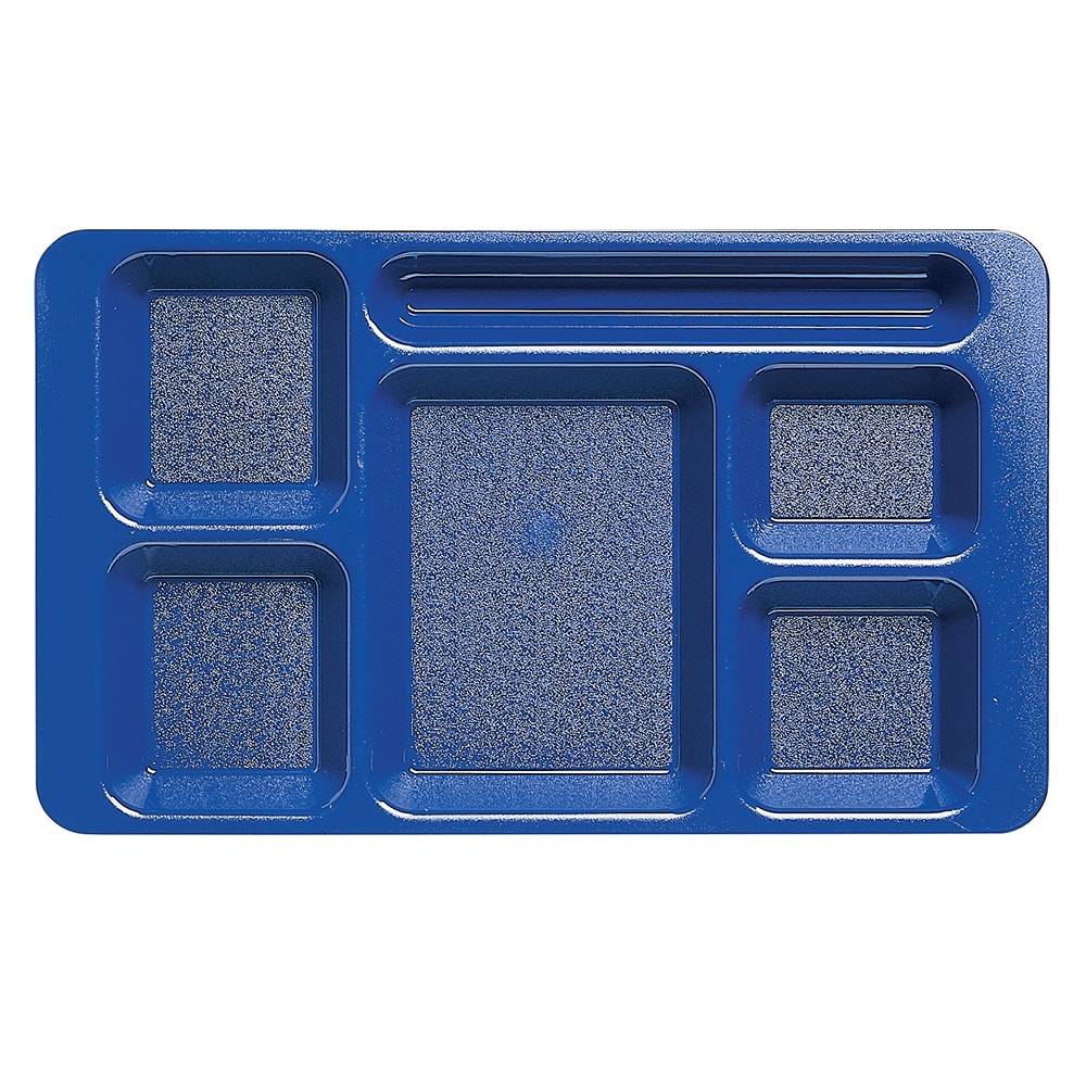 144-1596CW186 Plastic Rectangular Tray w/ 6 Compartments, 9" x 15", Navy Blue