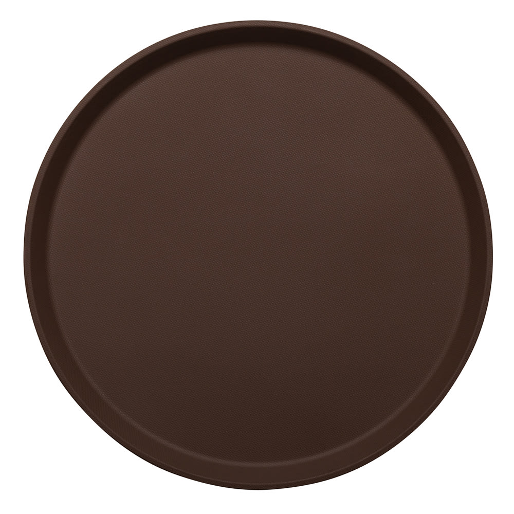 144-1600TL138 15 47/50" Round Treadlite Tray, NonSkid, Fiberglass, Tavern Tan