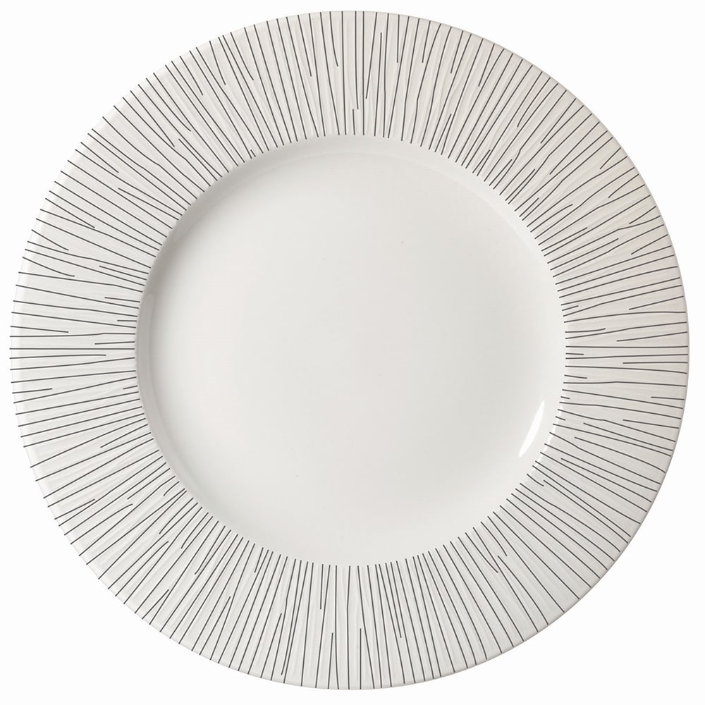 893-WHBALW581 10 5/8" Round Bamboo Plate - Ceramic, White