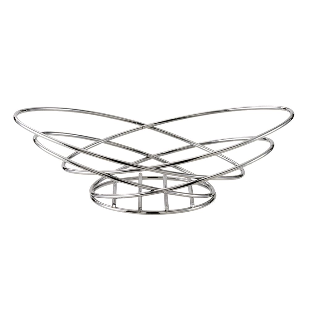 482-BKWI Wide Bread Basket w/ Chromed Metal Wire, 13 x 7 1/2" x 4"