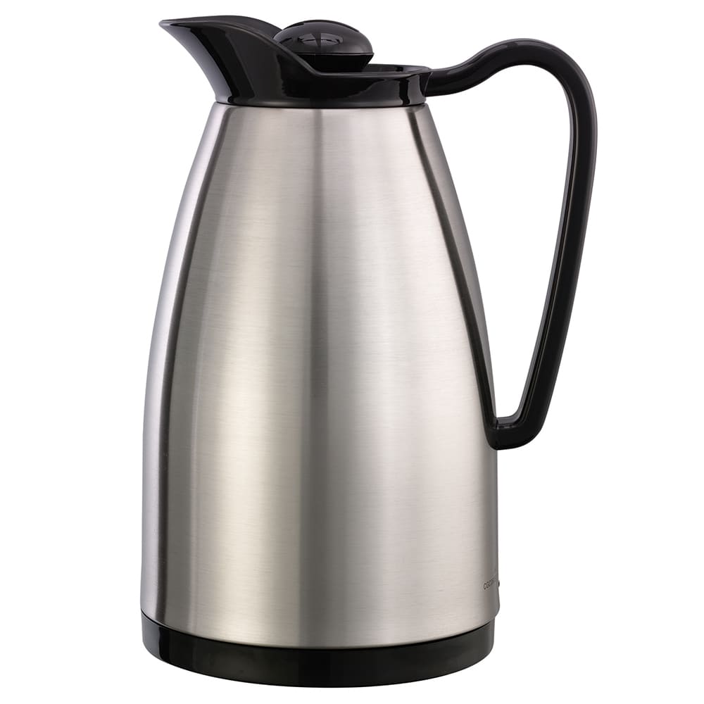 482-CGC060SS 3/5 liter Carafe w/ Glass Interior, Brushed Stainless, Black