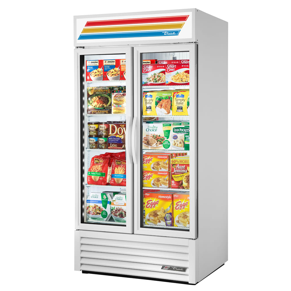 598-GDM35F 39 1/2" Two Section Display Freezer w/ Swing Doors - Bottom Mount Compressor, Whi...