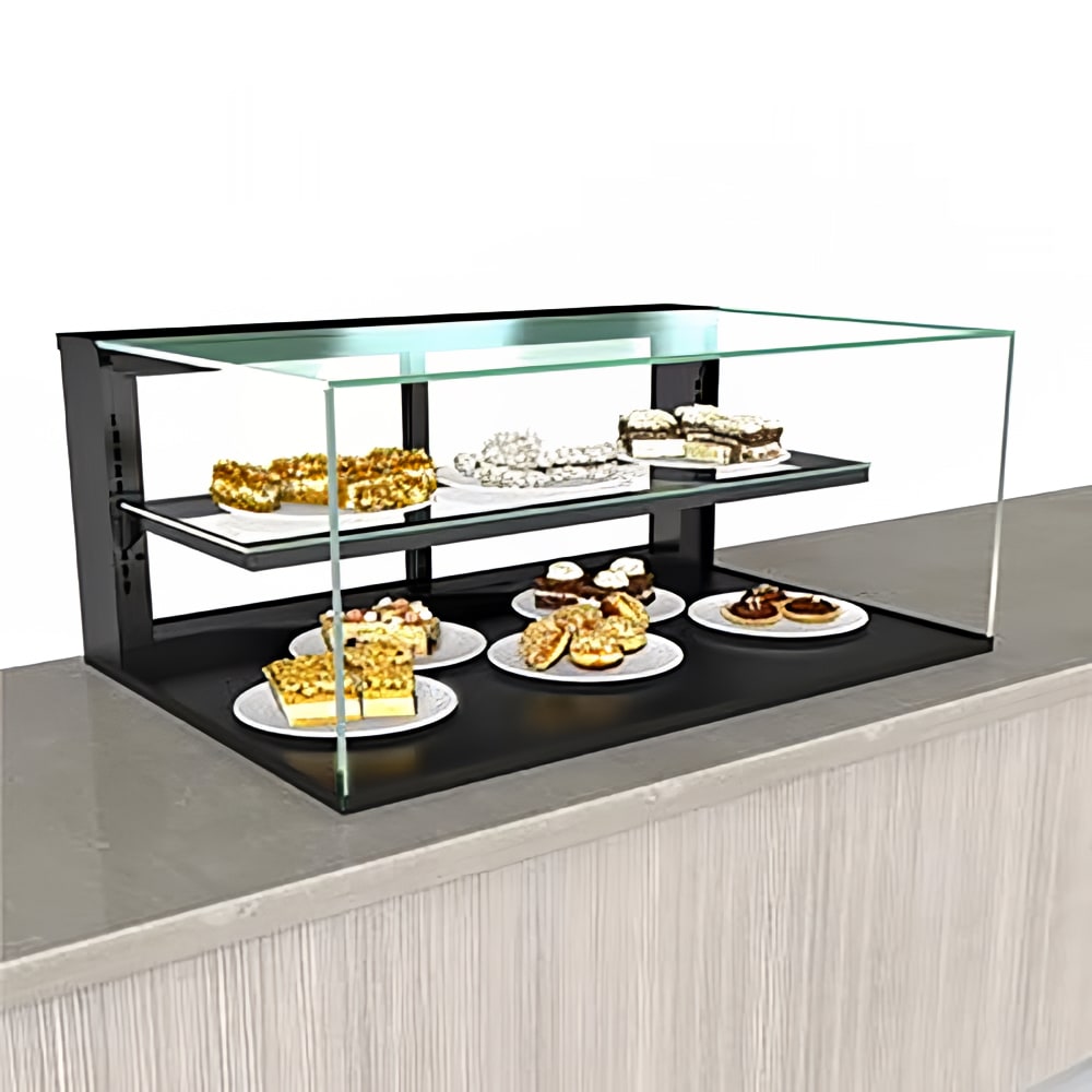 Structural Concepts NR3620DSV 36" Countertop Non-Refrigerated Display Case w/ Rear Sliding Doors, Black, 110/120v/1ph