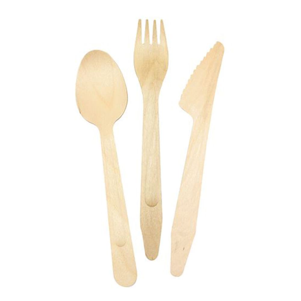 229-654324 6 1/2" Disposable Utensil Set, Wood