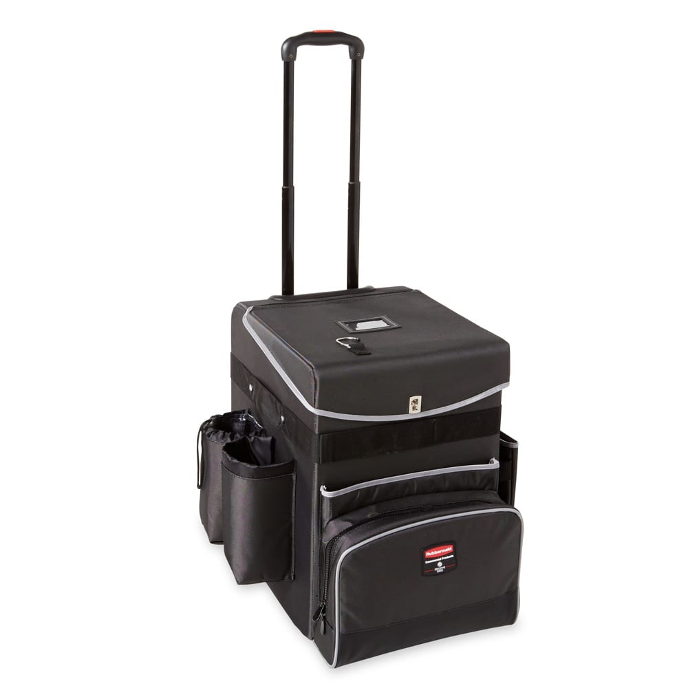 007-1902466 21 1/4" Housekeeping Cart w/ Adjustable Dividers - Teflon Coated Fabric, Dark Gr...