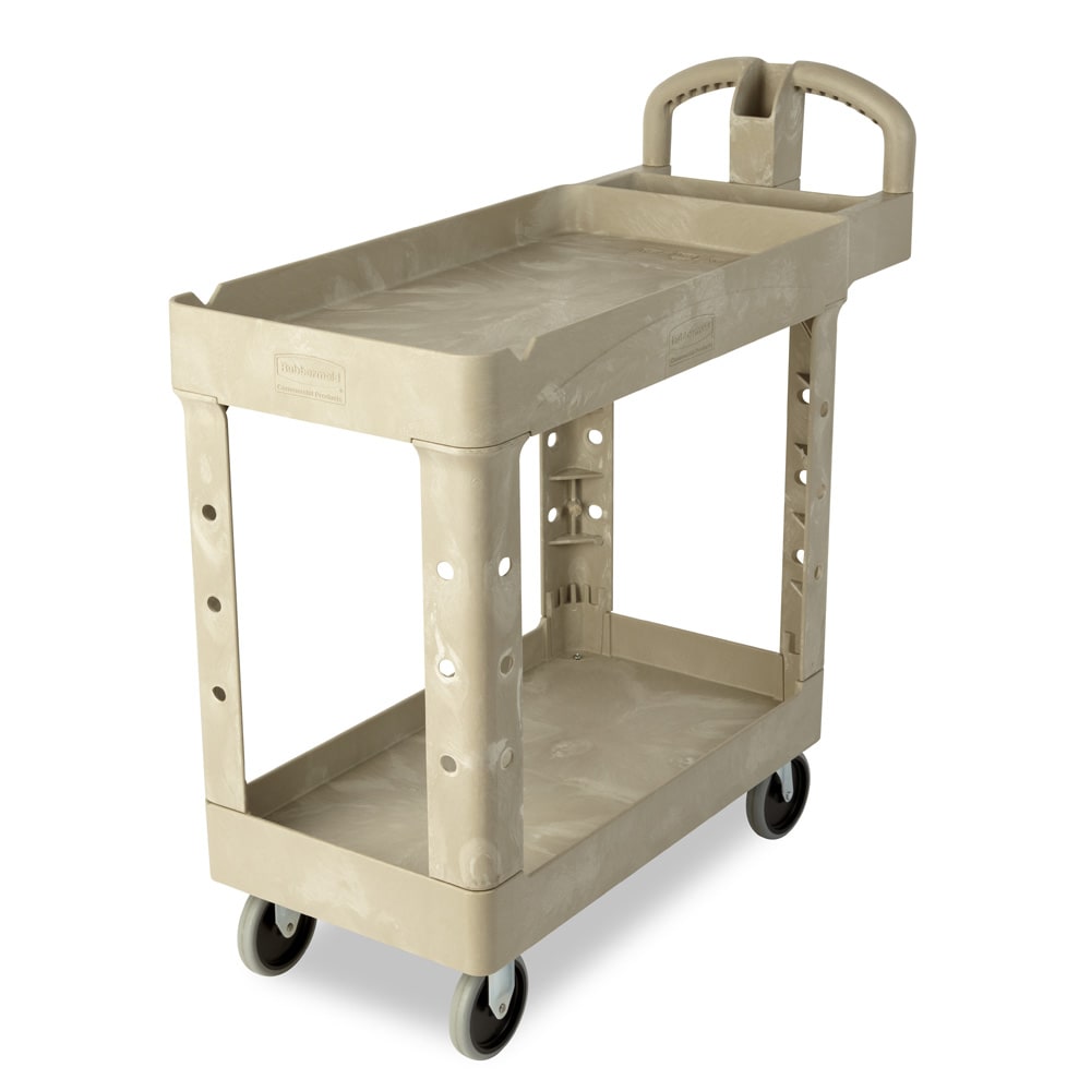 007-450088BE 2 Level Polymer Utility Cart w/ 500 lb Capacity, Raised Ledges