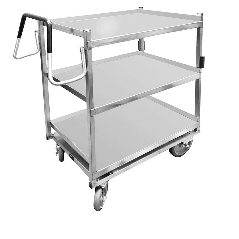 175-97206 3 Level Stainless Utility Cart w/ 650 lb Capacity, Raised Ledges