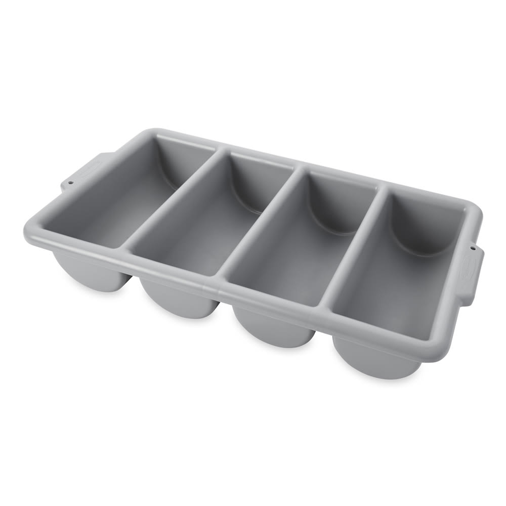 007-3362G 4 Compartment Cutlery Bin - Plastic, Gray