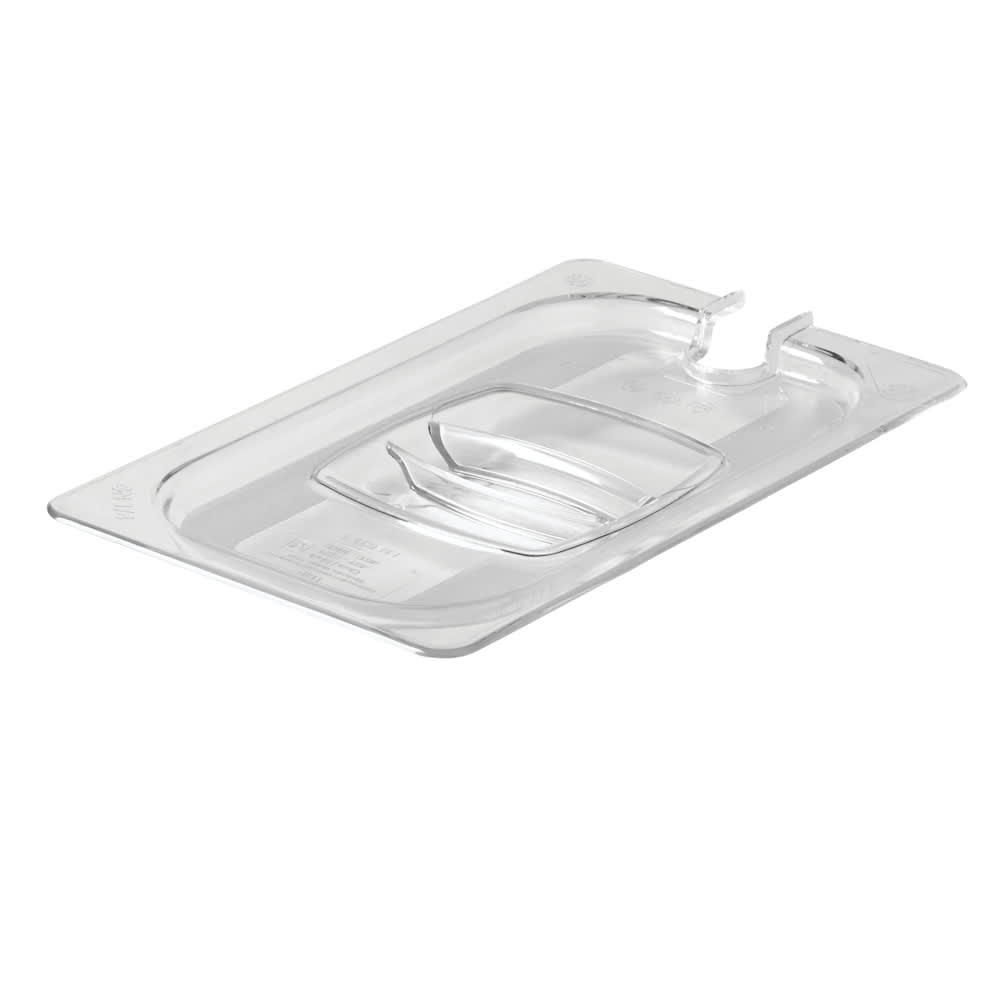 007-114P86 Cold Food Pan Cover - Notched, 1/4 Size, Clear Poly