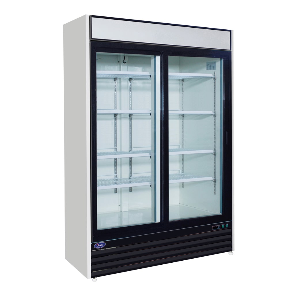 970-VP2R48L 54" Two Section Glass Door Merchandiser - (2) Sliding Doors, White, 115v