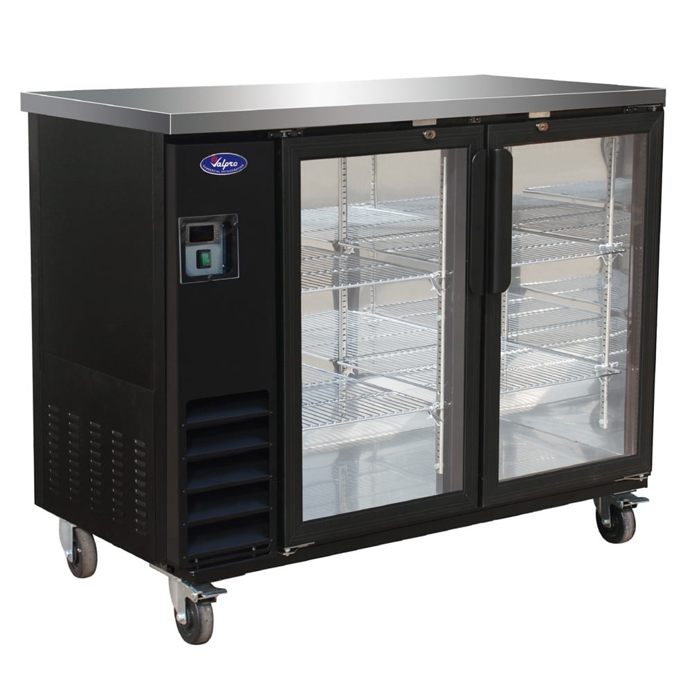 970-VP48G 49" Bar Refrigerator - 2 Swinging Glass Doors, Black, 115v