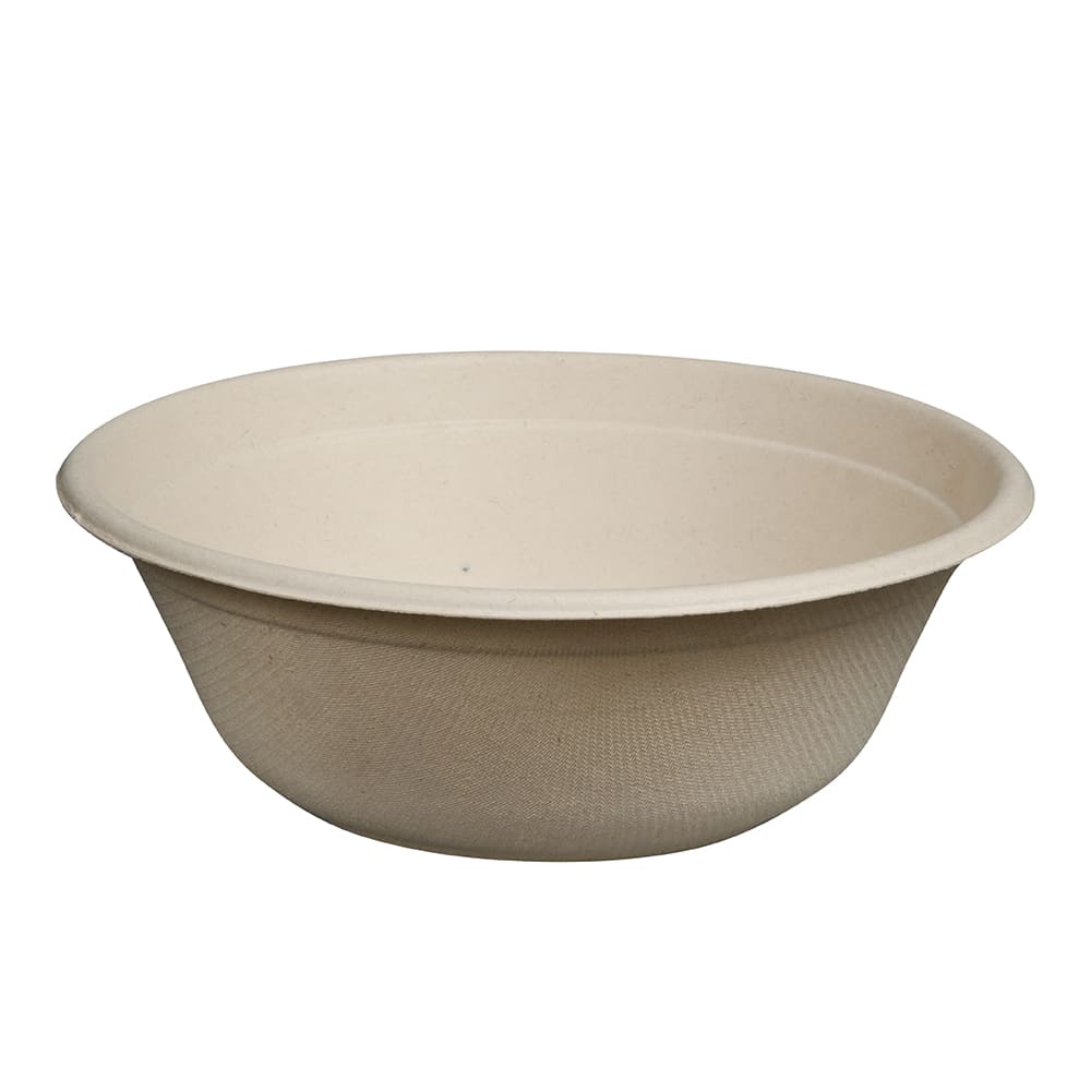 957-42RB40 40 oz Disposable Bowl - Bagasse, Tan