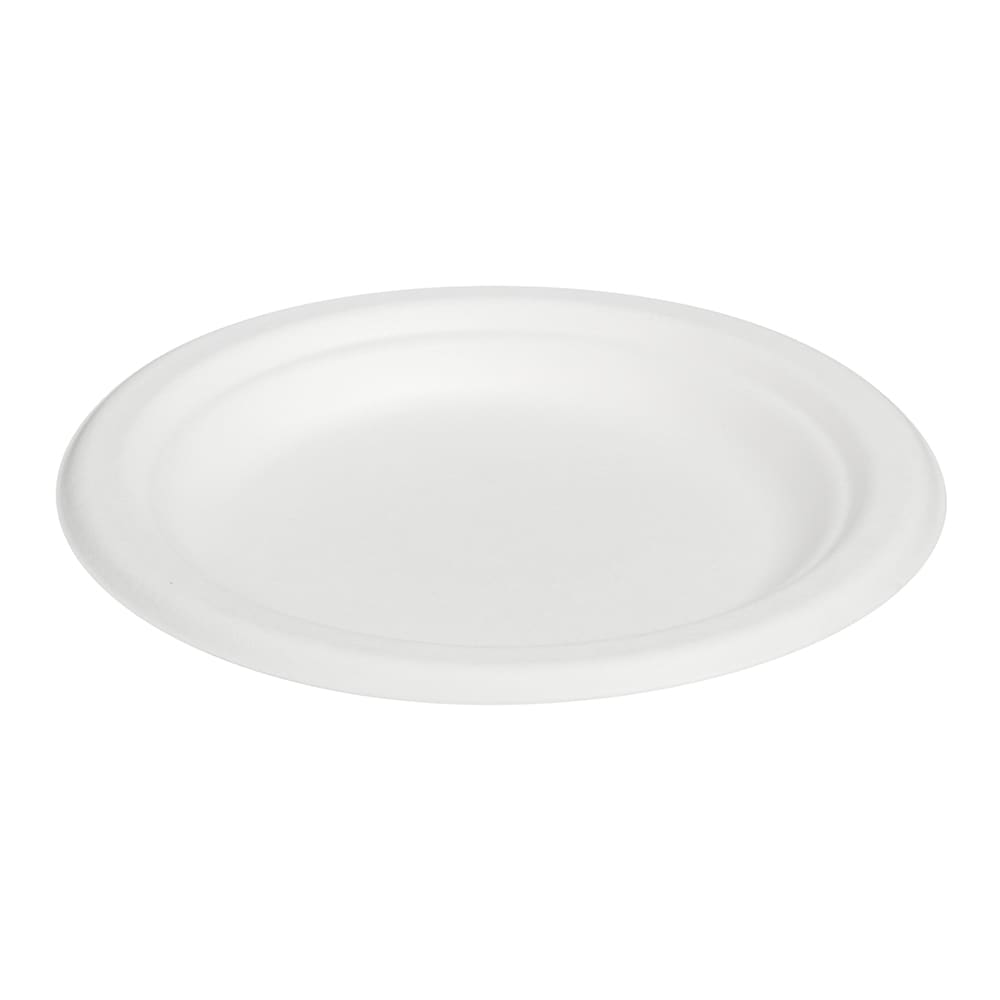 957-42RP06 6" Round Disposable Plate - Baggase, White