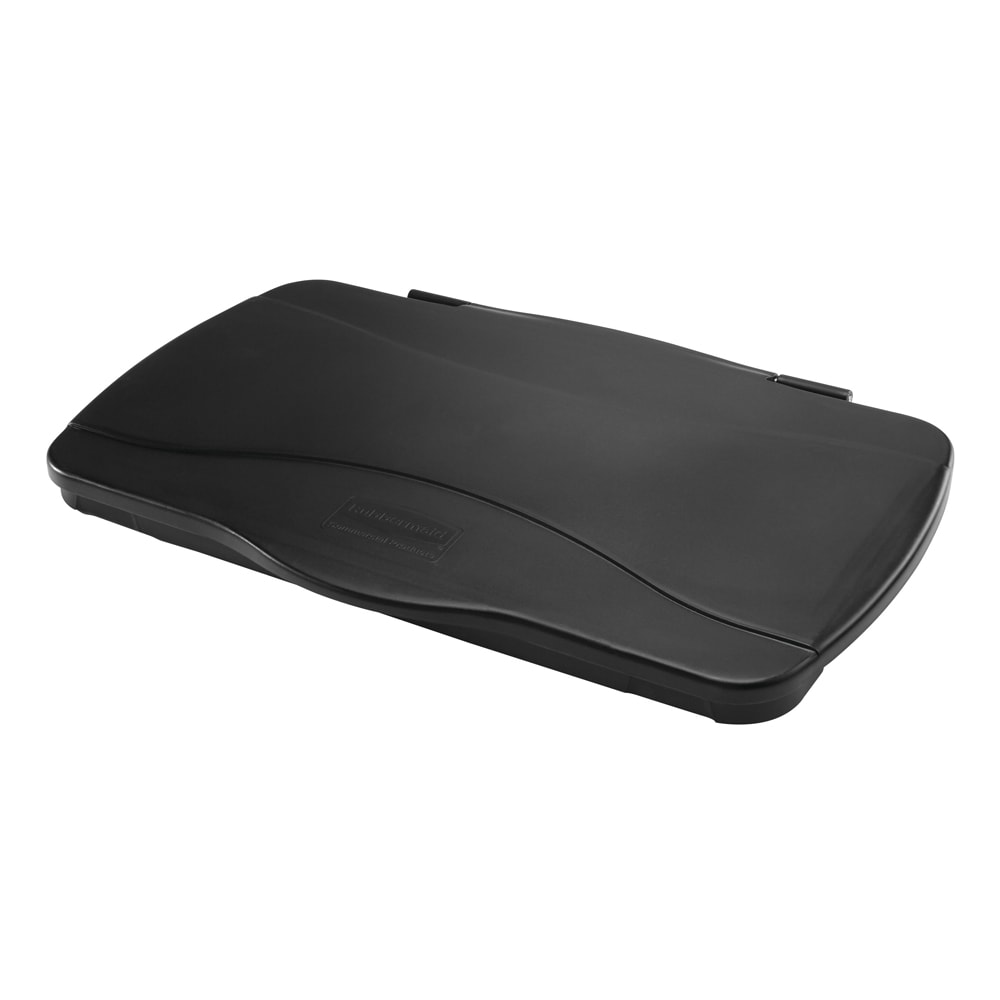 007-2674 Rectangle Flat Top Trash Can Lid - Plastic, Black