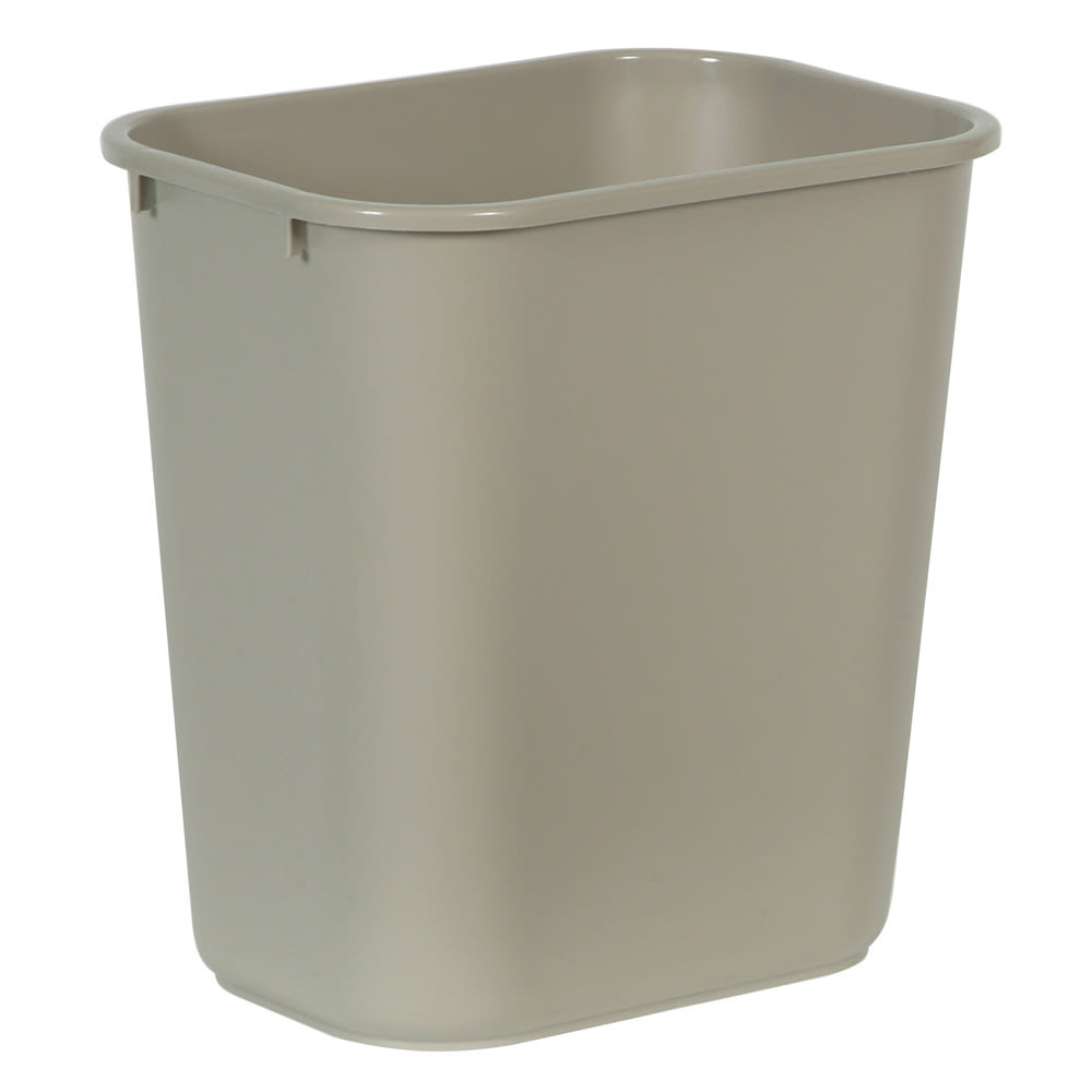 007-2956BE 28 1/8 qt Rectangle Waste Basket - Plastic, Beige