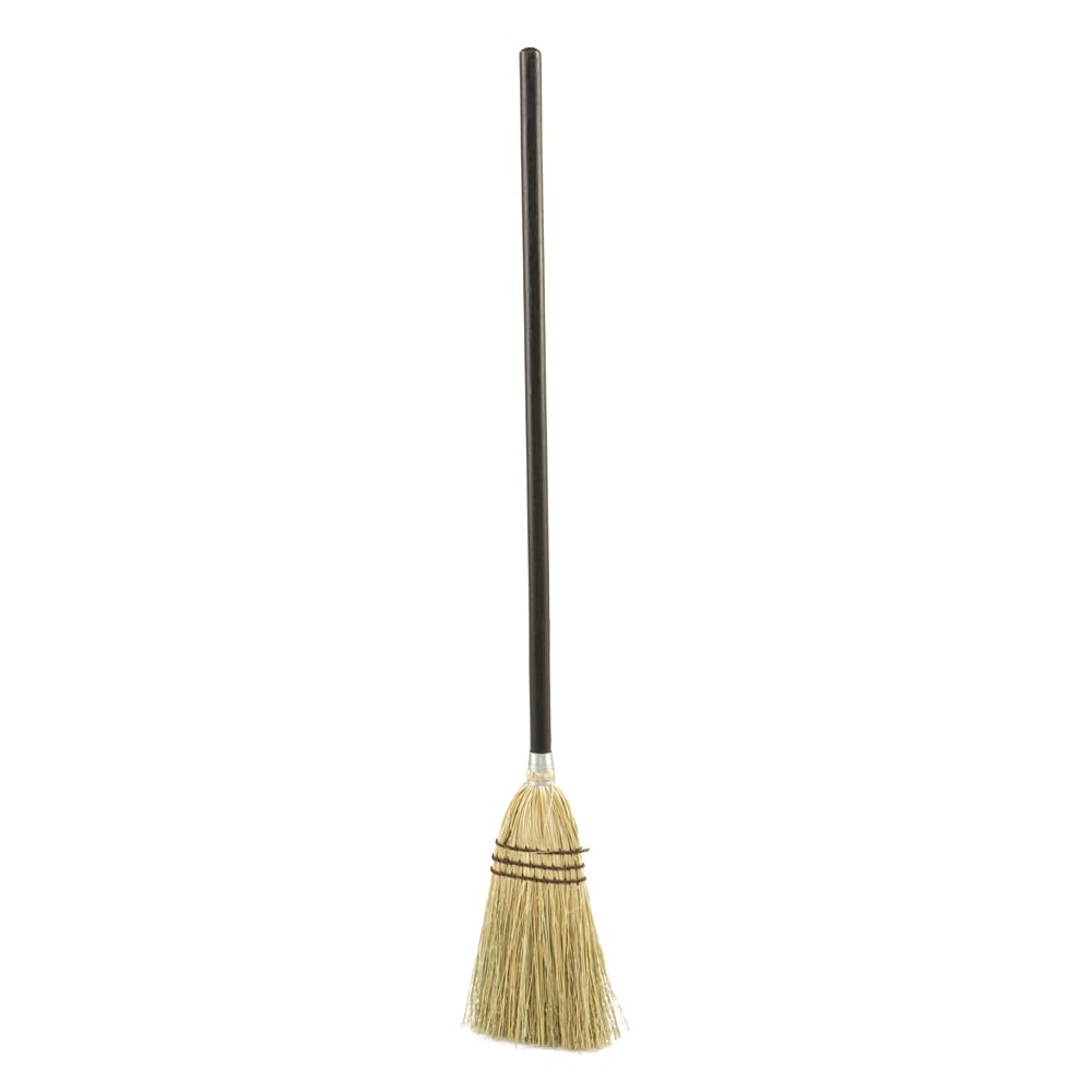 007-6373 38"L Lobby Broom w/ Straight Corn Bristles & Brown Handle