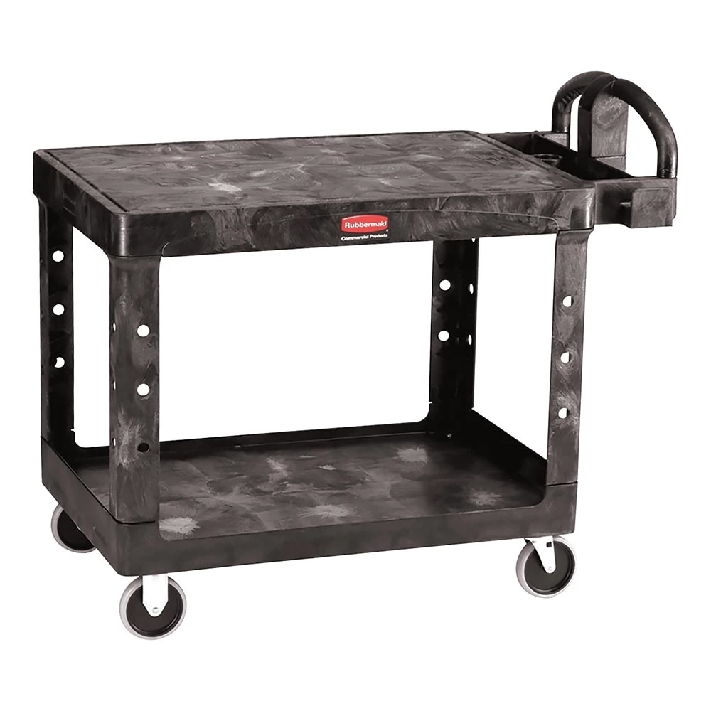 007-FG452500BLA 2 Level Polymer Utility Cart w/ 500 lb Capacity, Flat Ledges