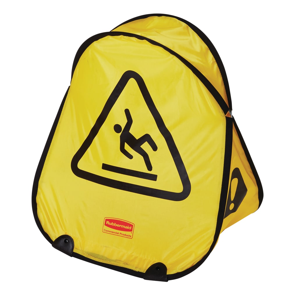 007-FG9S0725YEL Folding Wet Floor Safety Cone - International Symbol, Yellow