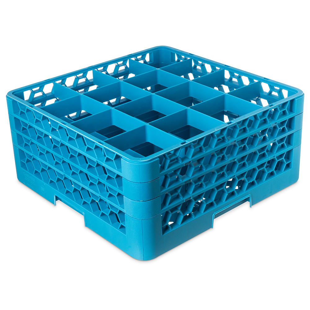 Carlisle RG16-314 OptiClean™ Glass Rack w/ (16) Compartments - (3) Extenders, Blue