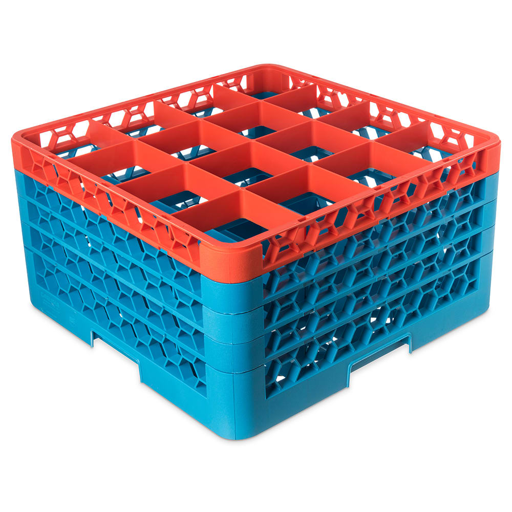 028-RG164C412 OptiClean™ Glass Rack w/ (16) Compartments - (4) Extenders, Blue
