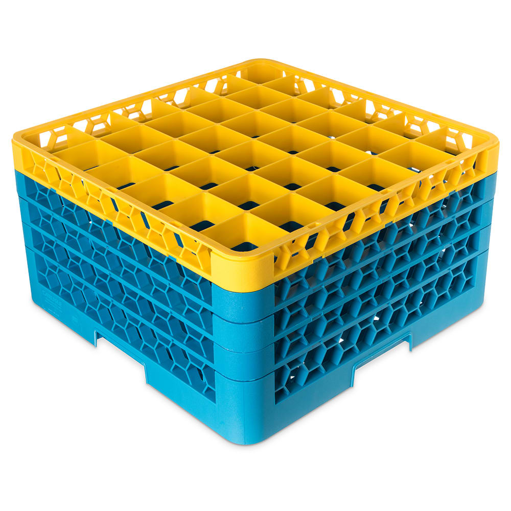 028-RG364C411 OptiClean™ Glass Rack w/ 36 Compartments - 4 Extenders, Blue