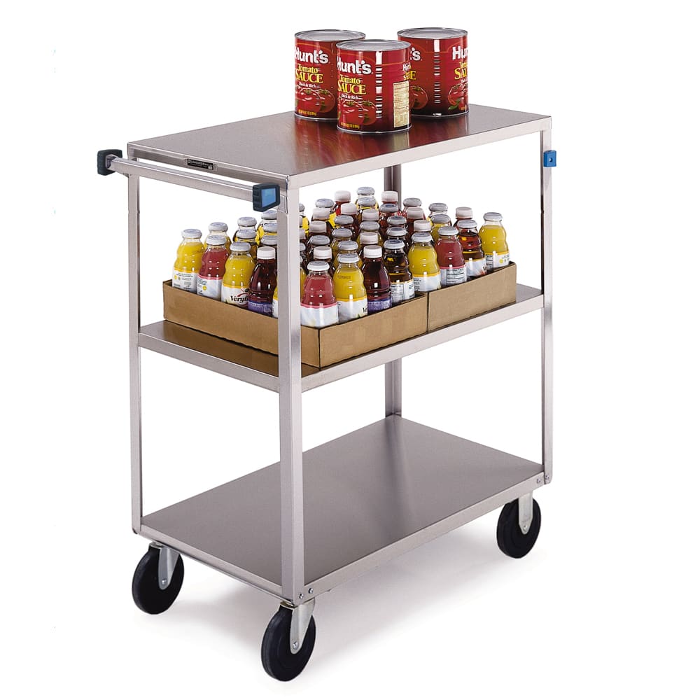 121-352 3 Level Stainless Utility Cart w/ 500 lb Capacity, Flat Ledges
