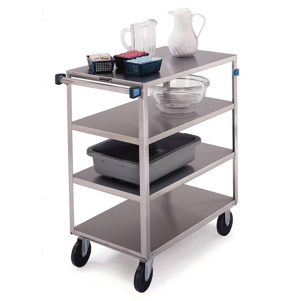 121-354 4 Level Stainless Utility Cart w/ 500 lb Capacity, Flat Ledges
