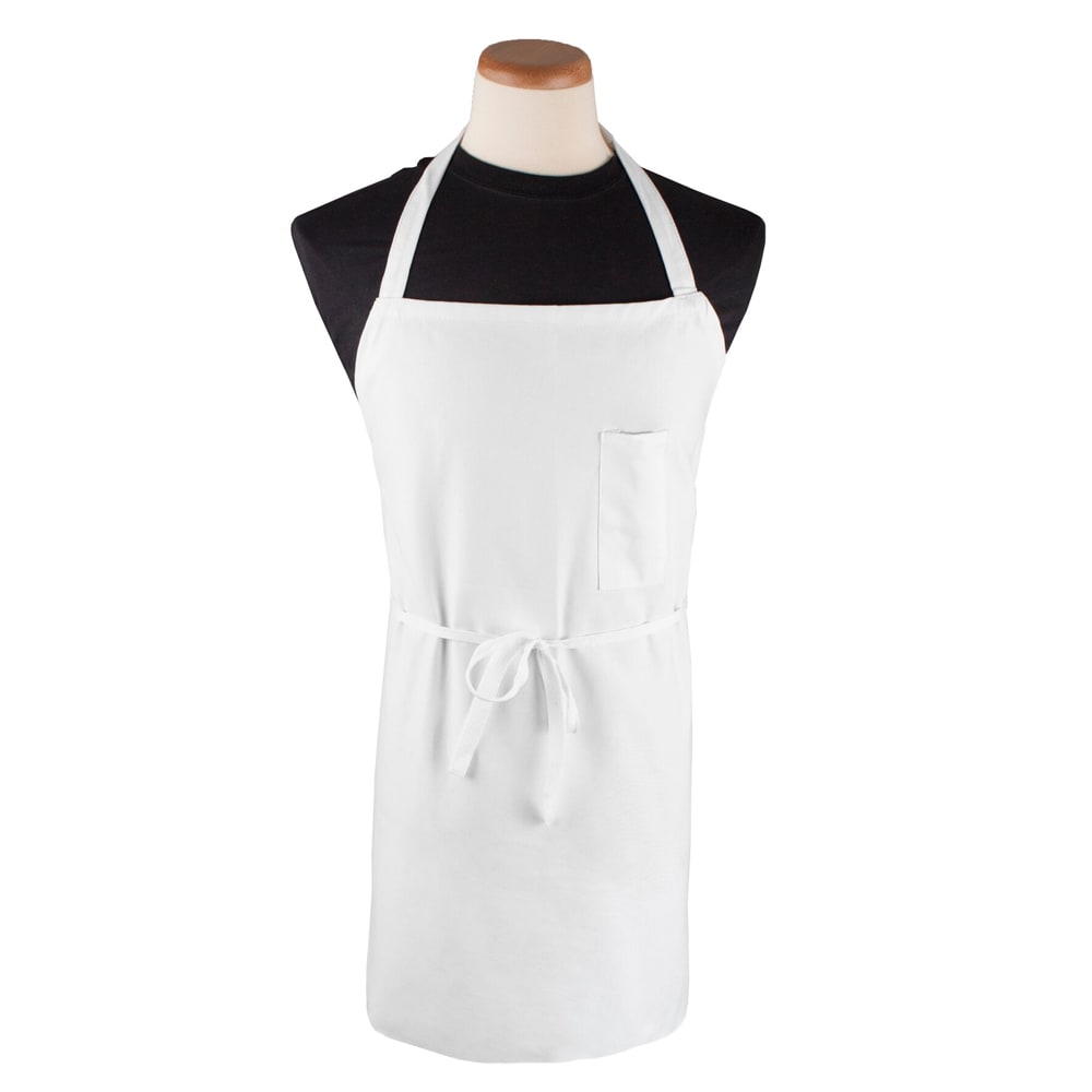 094-600BAWD Bib Apron - 34" x 34", Poly-Cotton, White