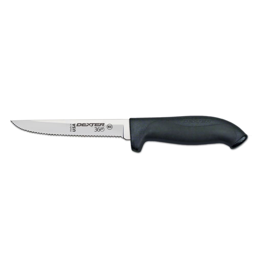 Dexter Russell S360-5SC-PCP 5" Stamped Utility Knife w/ Scalloped Edge, Carbon Steel