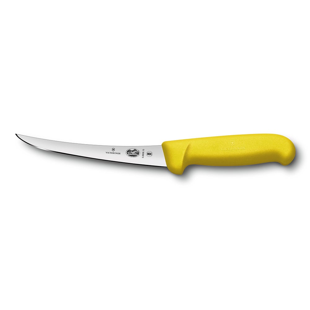 Victorinox - Swiss Army 5.6608.15 Curved Semi-Stiff Boning Knife w/ 6" Blade, Yellow Fibrox® Pro Handle