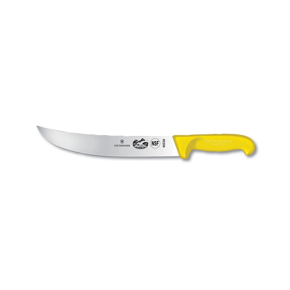 Victorinox - Swiss Army 5.7308.25 Curved Cimeter Knife w/ 10" Blade, Yellow Fibrox® Pro Handle