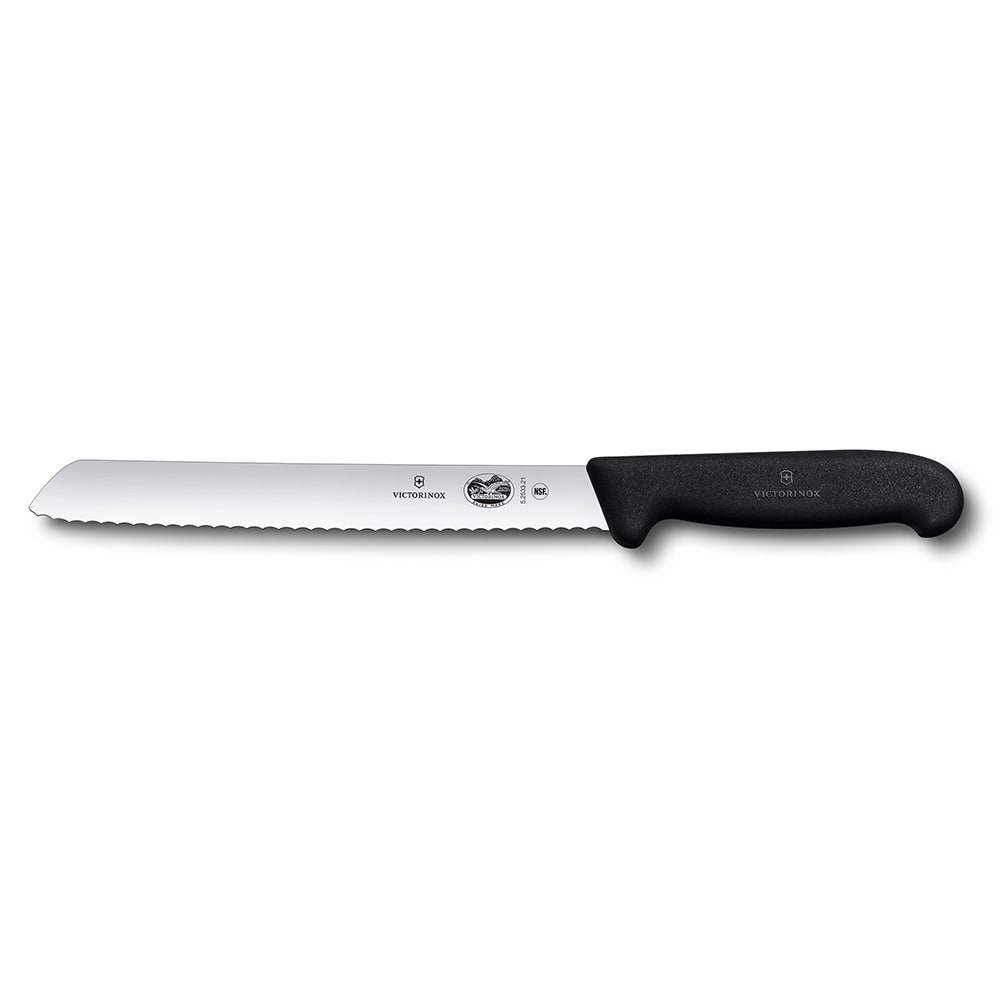 037-40549 Slant Tip Bread Knife w/ 8" Blade, Wavy Edge, Black Handle