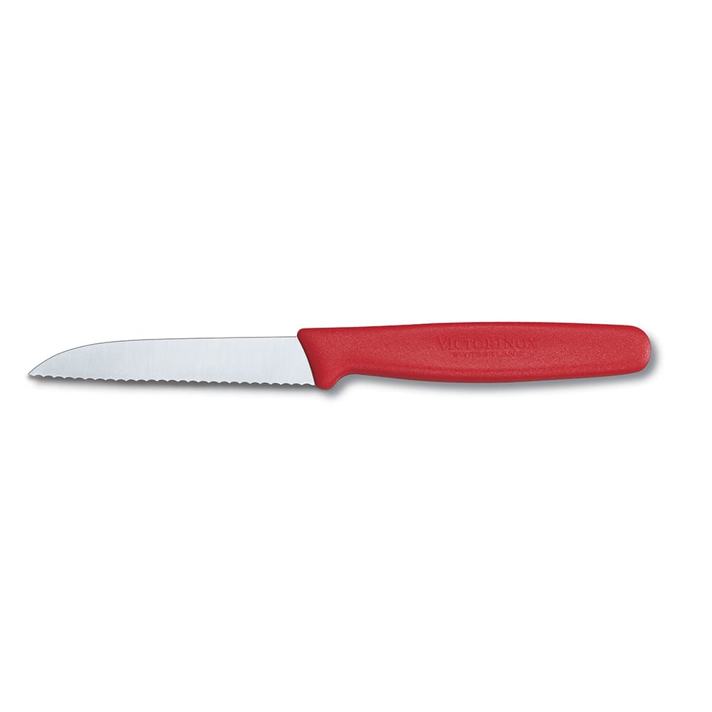 037-40605 Wavy Paring Knife w/ 3 1/4" Blade, Red Polypropylene Handle