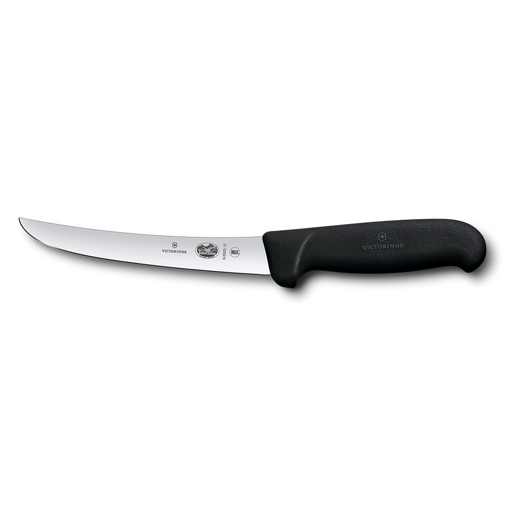 Victorinox - Swiss Army 5.6503.15 Curved Stiff Boning Knife w/ 6" Blade, Black Fibrox® Pro Handle